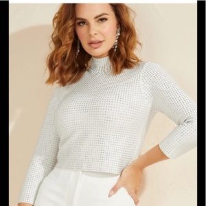 Marciano White Sweater Rhinestone Bling